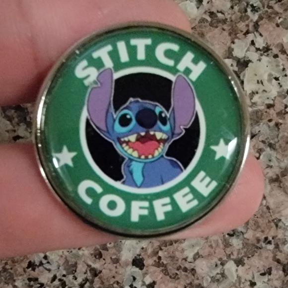 *2 for $13* Stitch and Coffee Lover Round Enamel Pin - Picture 5 of 5